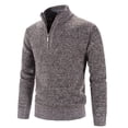 thumbnail image 2 of Men's Half High Neck Pullover Bottom Shirt Slim Winter Half Zipper Knit Simple Solid Colour Sweater Clothes, 2 of 2