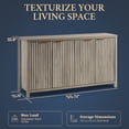 thumbnail image 2 of OAKHAM Buffet Bahut Cannelé avec 4 Portes, Crédence de Rangement avec Tablettes Ajustables, Console d'Appoint Moderne, Chêne Gris, 2 of 6