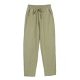 thumbnail image 1 of MAWCLOS Ladies Loungewear Mid Waisted Trousers Elastic Waist Bottom Soft Vacation Solid Color Pants Olive Green 2XL, 1 of 2