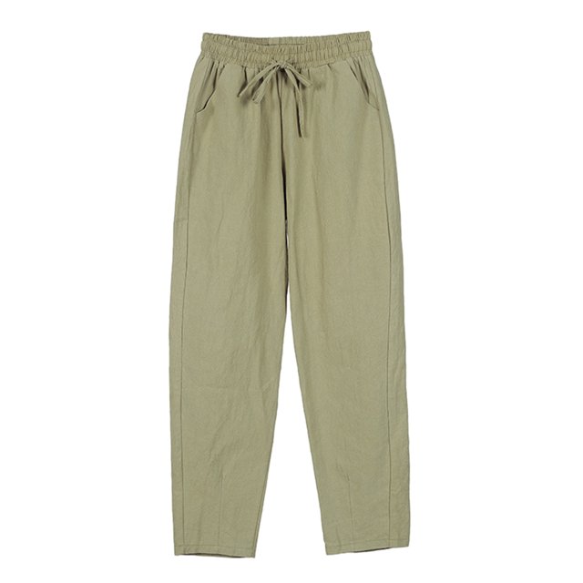 MAWCLOS Ladies Loungewear Mid Waisted Trousers Elastic Waist Bottom Soft Vacation Solid Color Pants Olive Green 2XL