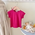 thumbnail image 3 of Sunnyoo Toddler Girls T-Shirt Solid Short Sleeve Cotton Ribbed T Shirt, Sizes 1-11, 3 of 3