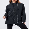 thumbnail image 4 of Veste Imperméable Légère pour Femmes Doublée en Polaire à Capuche Coupe-Vent Longue, 4 of 8