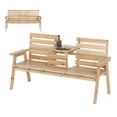 thumbnail image 1 of Gymax Outdoor Fir Wood Bench w/ Foldable Middle Table w/ Backrest & Armrests, 1 of 10