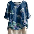 thumbnail image 4 of SMihono Hauts pour Femmes Été Chic Décontracté Mode Femme Décontracté Col Rond Blouse Imprimée T-Shirt Manches 1/2 T-Shirt d'Été Hauts Grande Taille T-Shirt, 4 of 4