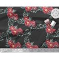 thumbnail image 2 of Soimoi Black Velvet Fabric Leaves & Peony Floral Printed Fabric 1 Yard 60 Inch Wide, 2 of 3