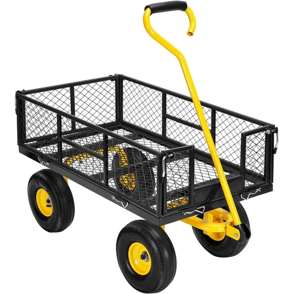 SPECSTAR Chariot de Jardin en Treillis d'Acier, Capacité de 880 Lb, 38 Pouces x 21 Pouces avec Côtés Amovibles et Roues de 10 Pouces