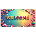 thumbnail image 1 of Welcome Banner with International Flags Circular Design Background Event Decoration Party Supplies Global Conference Backdrop Indoor Outdoor Display, 1 of 4