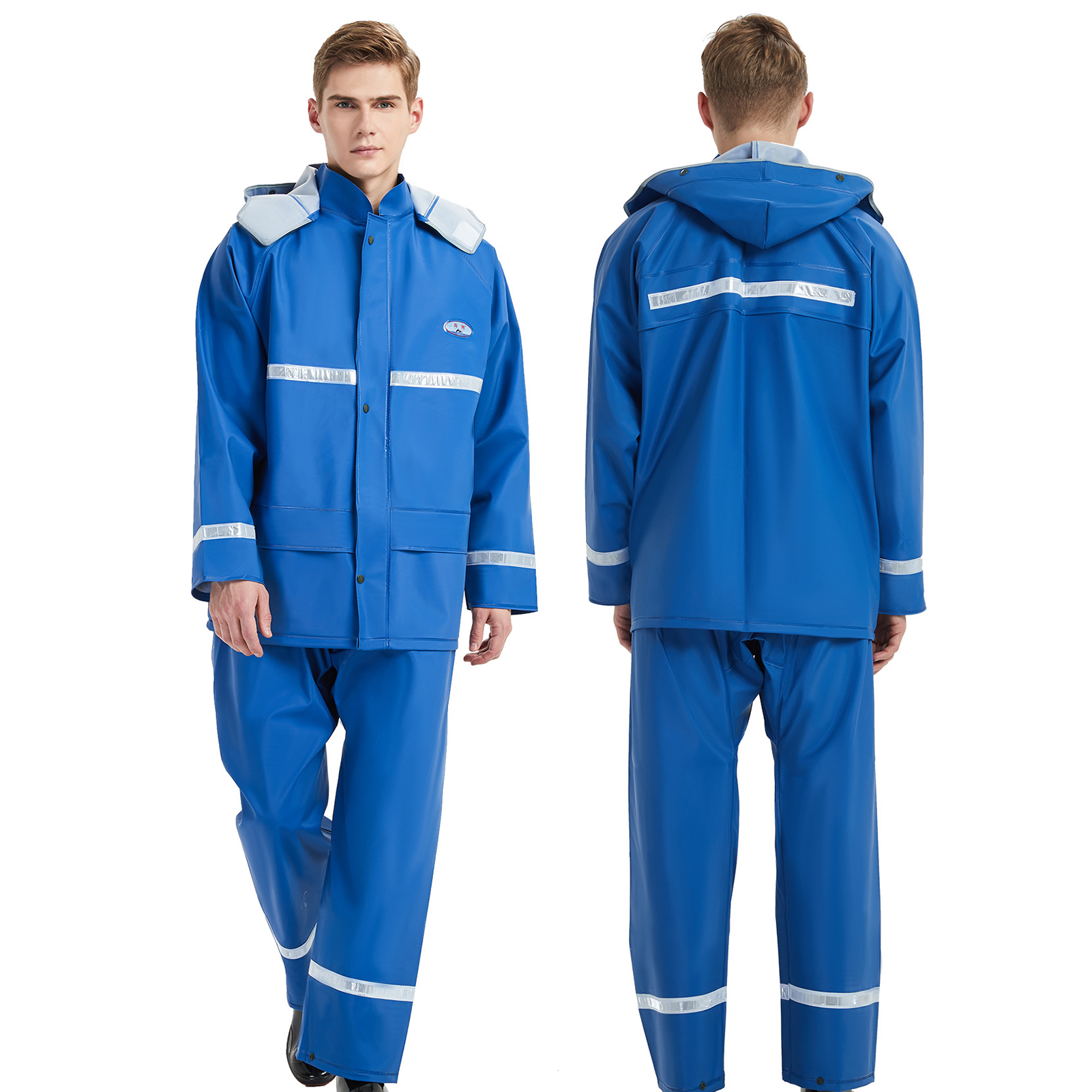 Graflsoa Combinaison de Pluie de Moto Imperméable Robuste pour Adultes, Bleu, Taille TTG, Matériau PVC, Protection par Tous les Temps