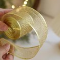 thumbnail image 2 of TIMIFIS Christmas Ribbon Wired Gold Christmas Tree Ribbon Glitter Christmas Wired Ribbons for Tree, Crafts,Gift Wrapping, Wreaths, Garland, Home Decor(2m), 2 of 4