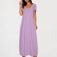 thumbnail image 2 of fatyb Robes Maxi pour Femmes Col Rond Manches Courtes Robes Décontractées Robes T-Shirt Amples pour Femmes P-5TG, 2 of 6
