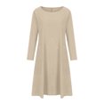 thumbnail image 4 of CHGBMOK Robe à Manches Longues avec Poches pour Femmes, Coton Lin, Couleur Unie, 4 of 8