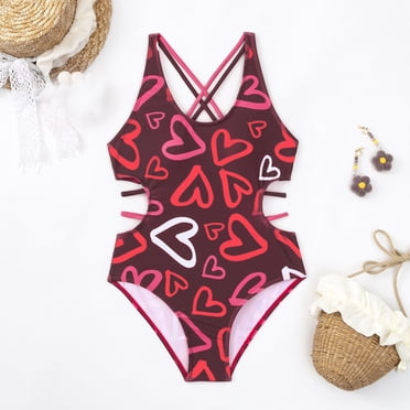 Maillot de Bain Fille 1 Pce Sans Manches à Volants Motif Floral Maillot de Bain 9-10 Ans