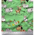 thumbnail image 1 of Soimoi Satin Silk Fabric Bird & Animals Cartoon Print Fabric by The Yard 42 Inch Wide, 1 of 3