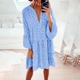 thumbnail image 2 of U.Vomade Nouvelle Robe Mini Ample Léopard Femme Décontractée Rose Col en V Manches à Volants Jupe Chemise de Fête Femme Plage Robe Bohème, 2 of 4