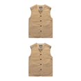 thumbnail image 4 of Youkk Classic And Versatile Dad Wear Waistcoat With Multiple Pockets Multi-pockets khaki M 2Set, 4 of 6