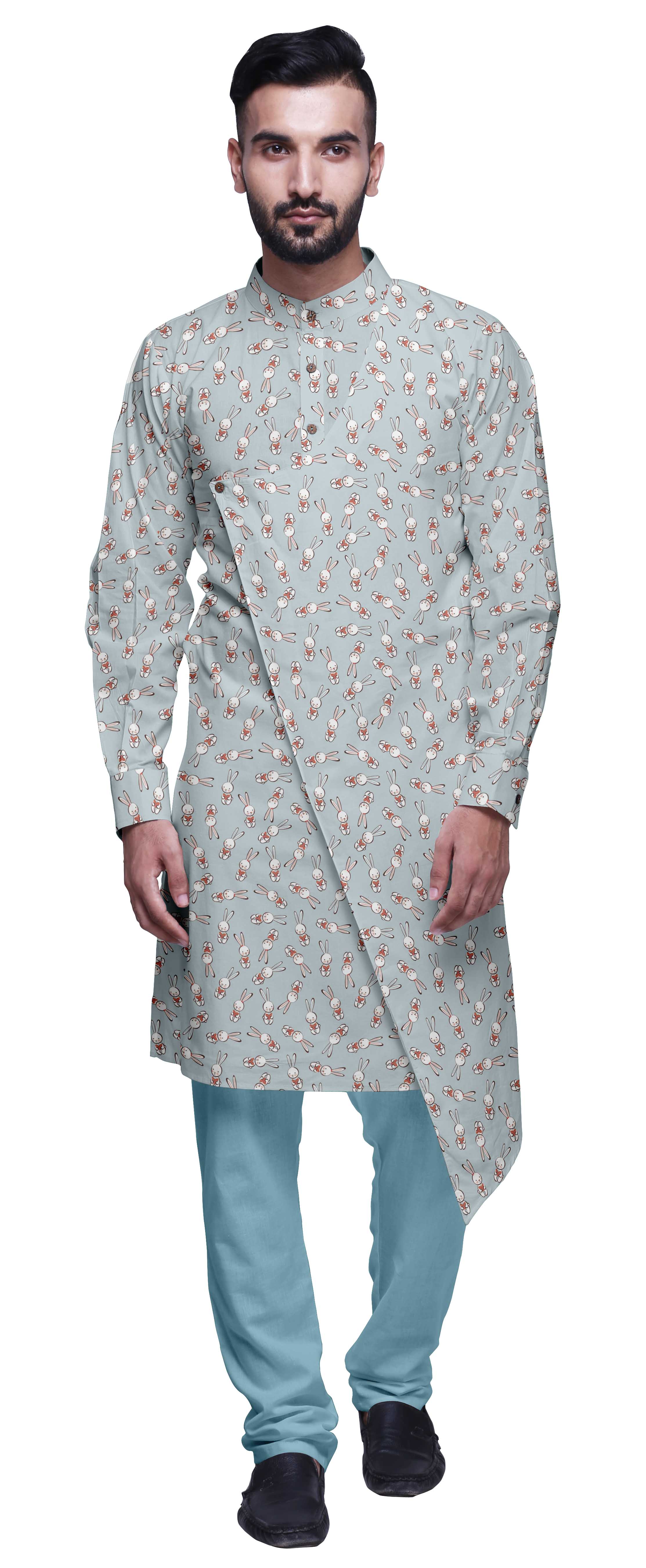 Atasi Kurta Imprimé de Designer pour Garçons Ensemble Kurta Pyjama Décontracté Vêtements d'Été