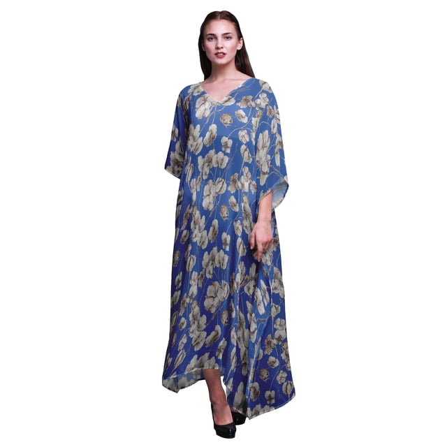Bimba Caftan Long à Fleurs Robe Maxi de Plage Maillot de Bain Couvre-Maillot Kaftan pour Femmes-TG-3X