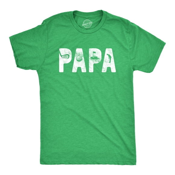 Mens Papa Golf T Shirt Funny Fathers Day Gift for Dad Outdoor Sports Graphic Tee (Heather Green) - 4XL