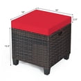 thumbnail image 4 of Costway Lot de 2 Poufs en Rotin pour Patio avec Coussin, Repose-Pieds, Table Basse, Rouge, 4 of 10