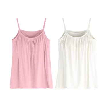 Seamless Bandeau Bra Top - Built-in Shelf Bra Camisole, Comfortable Wirefree Design (2-Pack) | Hontri | Women's Plus Size Soft Tank Top with Bra Sleeveless Comfort Yoga (K | XL)