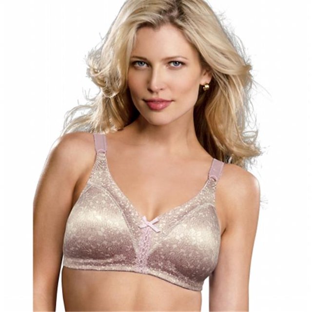 Pink Chic Lace Print Bali Double Support Wirefree Bra - Size 38DDD