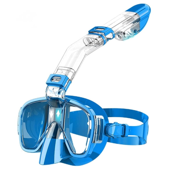 Snorkel Mask Foldable Diving Mask Set with Dry Top System and Camera Mount, Anti-Fog Professional Snorkeling Gear-Blue,1 * Snorkel Mask,Blue