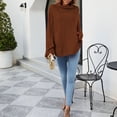 thumbnail image 4 of TIMIFIS Turtleneck Sweater Women Oversized Sweaters Fall Long Sleeve Spilt Hem Tunic Pullover Sweater Knit Tops Ribbed Knit Pullover Sweater Jumper Tops OuterwearFall/Winter, 4 of 5