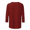thumbnail image 4 of hotojiny Spring Tops for Women Lightweight Solid Color 3/4 Sleeve Crewneck Basics Tees Plus Size Soft Comfy Summer Work Shirt, 4 of 6