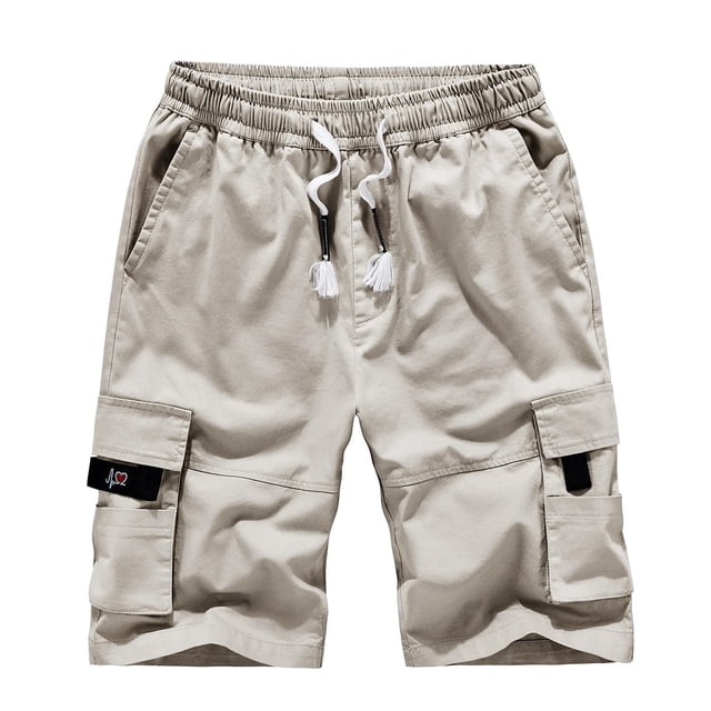 Men's Cargo Shorts Plus Size Big and Tall Cargo Shorts Multi-Pockets Relaxed Summer Drawstring Beach Shorts Pants