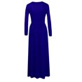 thumbnail image 3 of UKAP Ladies Dress Crew Neck Maxi Dresses Solid Color Swing Party Royal Blue L, 3 of 6