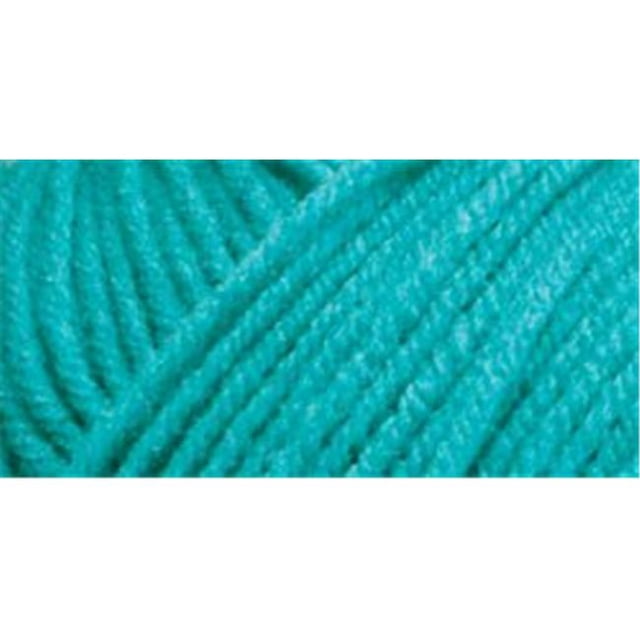 Red Heart® Comfort® Yarn, Solid, Acrylic #4 Medium, 16oz/454g, 867 Yards close-up of tightly spun turquoise acrylic worsted weight yarn strands with smooth texture, ideal for knitting and crochet projects, also suitable for making throws and blankets.