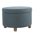 thumbnail image 2 of Homepop Décoration Intérieure / Pouf Rond Rembourré avec Rangement / Pouf avec Rangement pour Salon et Chambre (Lin Sarcelle), 2 of 2