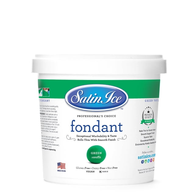Satin Ice Green Rolled Fondant - 1 kg (2.2 lbs)