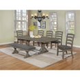 thumbnail image 2 of Gray Linen Dining Bench with Rustic Gray Brown Wood in Standard Height, 2 of 2