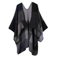 thumbnail image 3 of lionlar Cape Tricotée pour Femmes, Poncho d'Hiver Ouvert devant - Noir, as, 3 of 9