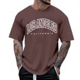 thumbnail image 1 of BOBOGOJP T-Shirt pour Homme Coupe Régulière Manches Courtes Col Rond Hauts T-Shirts (Brun,G), 1 of 4