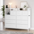 thumbnail image 3 of Garvee Commode en Tissu à 9 Tiroirs avec Station de Recharge, Tour de Rangement pour Chambre, Garde-Robe et Salon, Blanc, 3 of 10