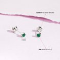 thumbnail image 4 of Bezel Set Simulated Emerald Toddler Screw Back Earrings 14k White Gold, 4 of 6
