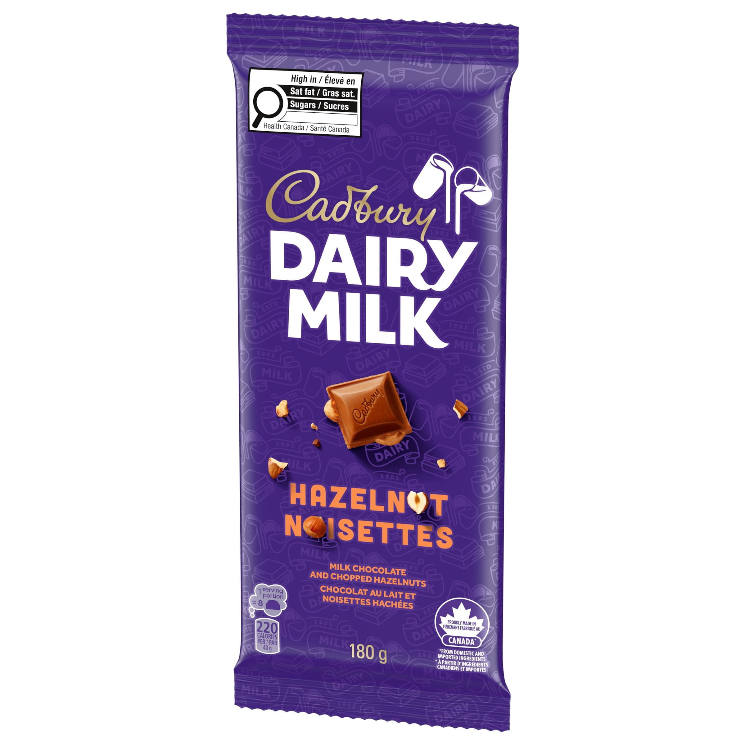 CADBURY DAIRY MILK Hazelnut Chocolate Bar with Chopped Hazelnuts, CADBURY DAIRY MILK Milk Chocolate Bar
