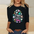 thumbnail image 2 of RKSTN Hauts Grande Taille pour Femmes Œufs de Pâques Mignon Lapin Imprimé Coupe Ample Col Rond Manches 3/4 Printemps Été Blouse Douce, 2 of 4