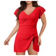 thumbnail image 1 of Huesdet Women's One Piece Swimsuit Ruched Tummy Control Square Neck Bathing Suits[RD1,5XL], 1 of 8