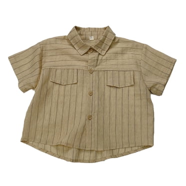 Hiiyo Toddler Boys Striped Button-Down Shirt Cotton Short Sleeve Shirt, Sizes 1-2Y