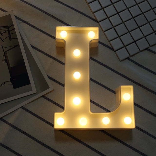 Vaidha Alphabet LED Letter Lights Light Up White Plastic Letters Standing Hanging L