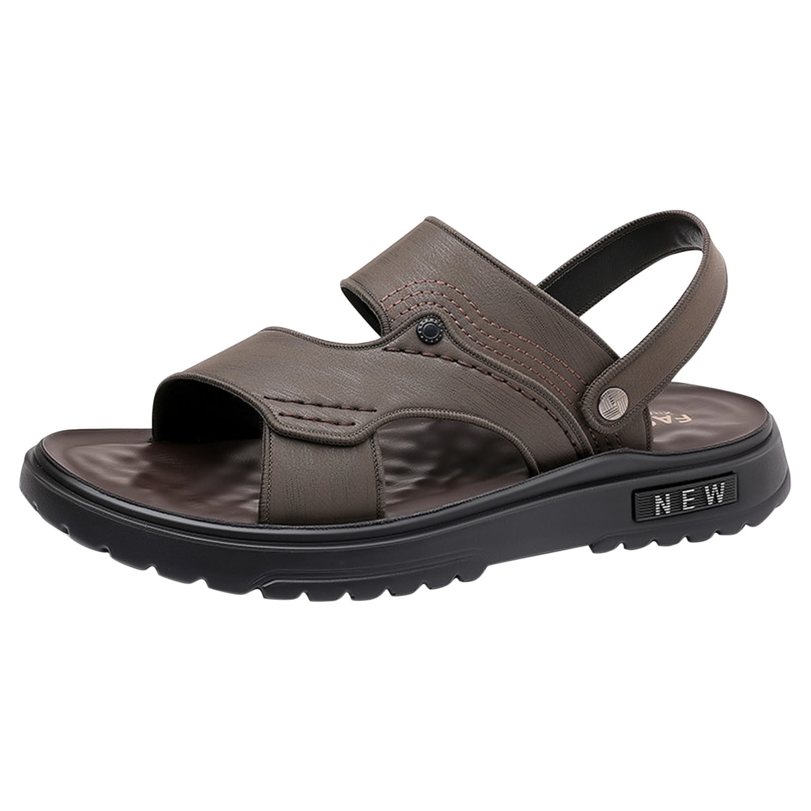 Mens Leather Sandals Side Cutout Open Toe Thick Sole Non  display picture 1
