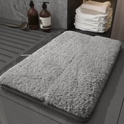 Bathroom Rug with Non-Slip Backing - Soft & Thick Foam Bath Mat for Shower & Tub Water Absorbent & Washable Polyester Floor Mat Full, Gray, JKODE