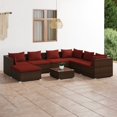 thumbnail image 1 of vidaXL 8 Piece Garden Lounge Set with Cushions Poly Rattan Brown, 1 of 5