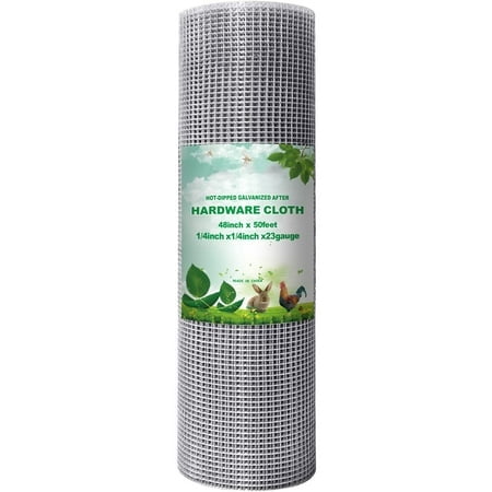 AMAGABELI Jardin et Maison Quincaillerie Tissu 1/4 Pouce 48 Po X 50 Pi Galvanisé après Soudage Carré Fil de Poulet Clôture Soudée Rouleau de Maille Plate-Bande de Jardin Supports pour Plantes Filet pour Volaille Fil de Cage Clôture Serpent JW001