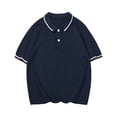 thumbnail image 3 of Chemises Garçons Manches Courtes Décontractées Polo Uni Marine 5-6 Ans, 3 of 6