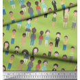 thumbnail image 3 of Soimoi Green Modal Satin Fabric Crowd Theme Human Figure Print Fabric by Yard 42 Inch Wide, 3 of 5