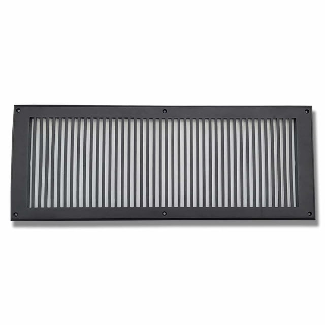 Air Return Grill 8″ x 24″ with 10″ x 26″ Faceplate – Contemporary Design Decorative HVAC Vent Cover, Cast Aluminum, Powder-Coated, Repaintable Wall Ceiling Floor Grille (VR102)